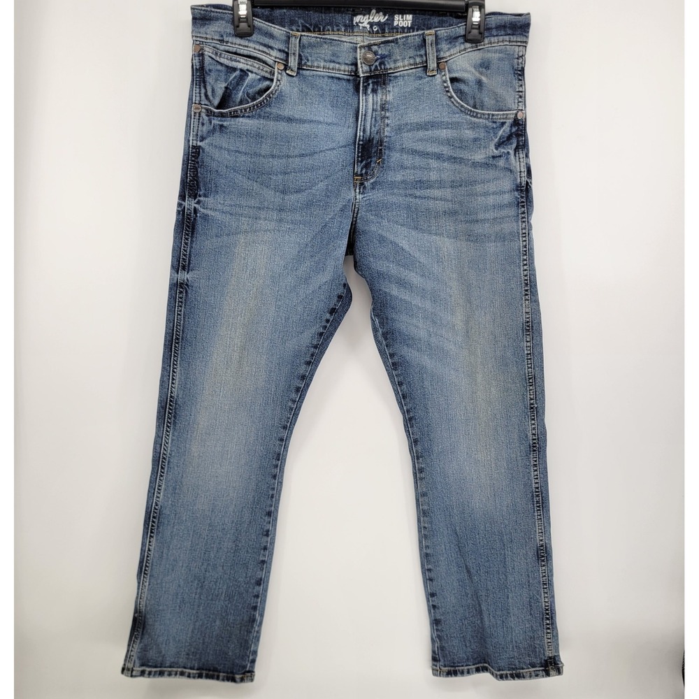Wrangler Retro Slim Bootcut Jeans Mens Medium Wash Denim Blue Western Style